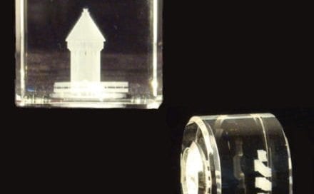 3D Laser Souvenirs aus Kristallglas Uhr Kapellbruecke Wasserturm