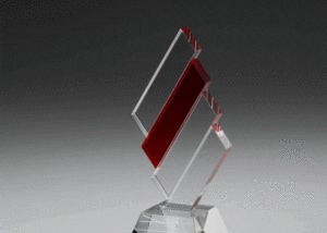 Award Ehrungspreis Glaspokal mit rotehm Kristallglas