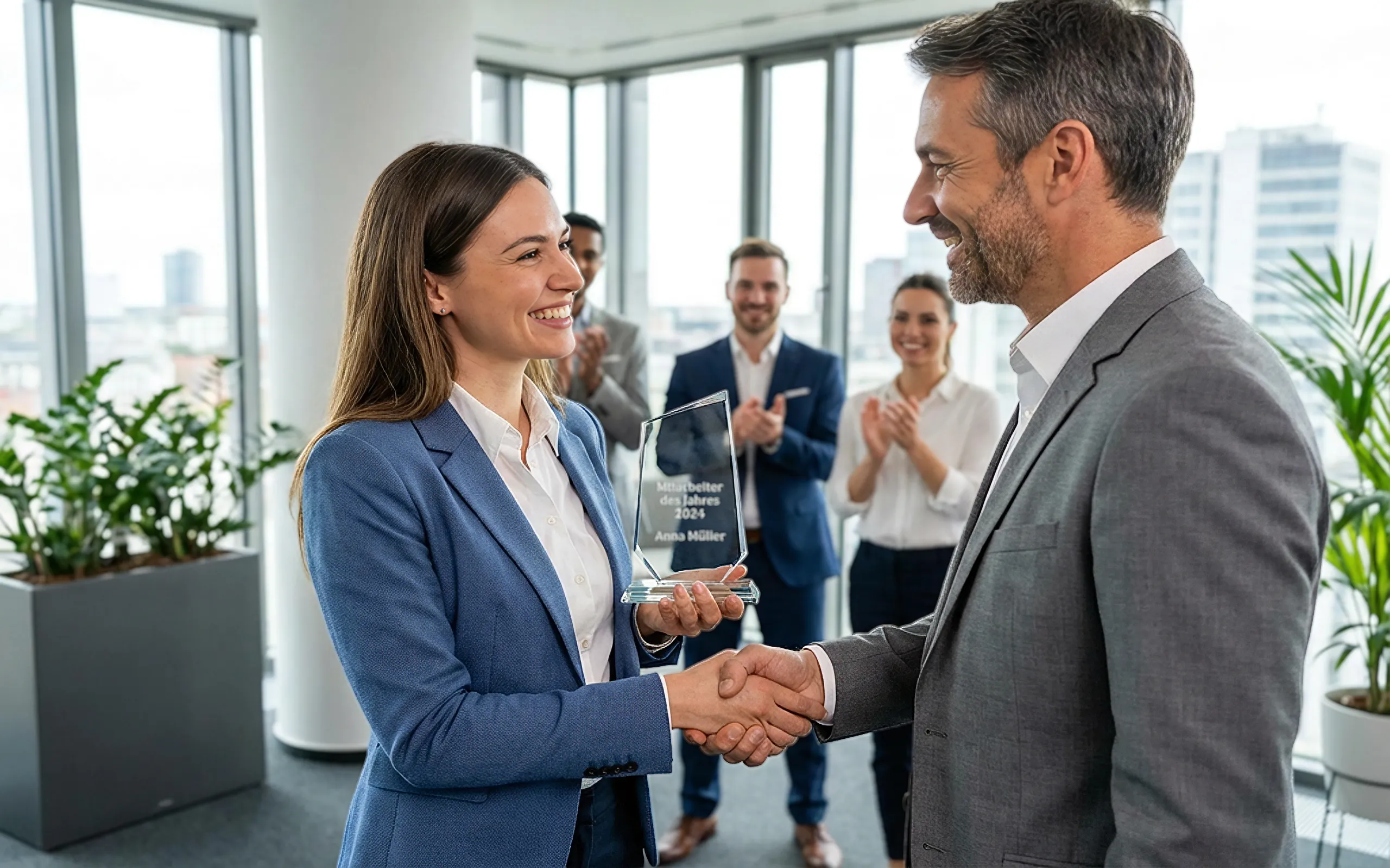 Formschöne und preisgünstige Awards aus Kristallglas für gelungene Mitarbeiterehrungen
